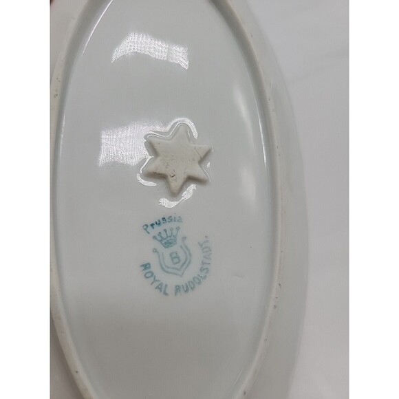 Antique Royal Rudolstadt PRUSSIA Celery Pickle Plate Dish Gold Rim - Picture 4 of 12